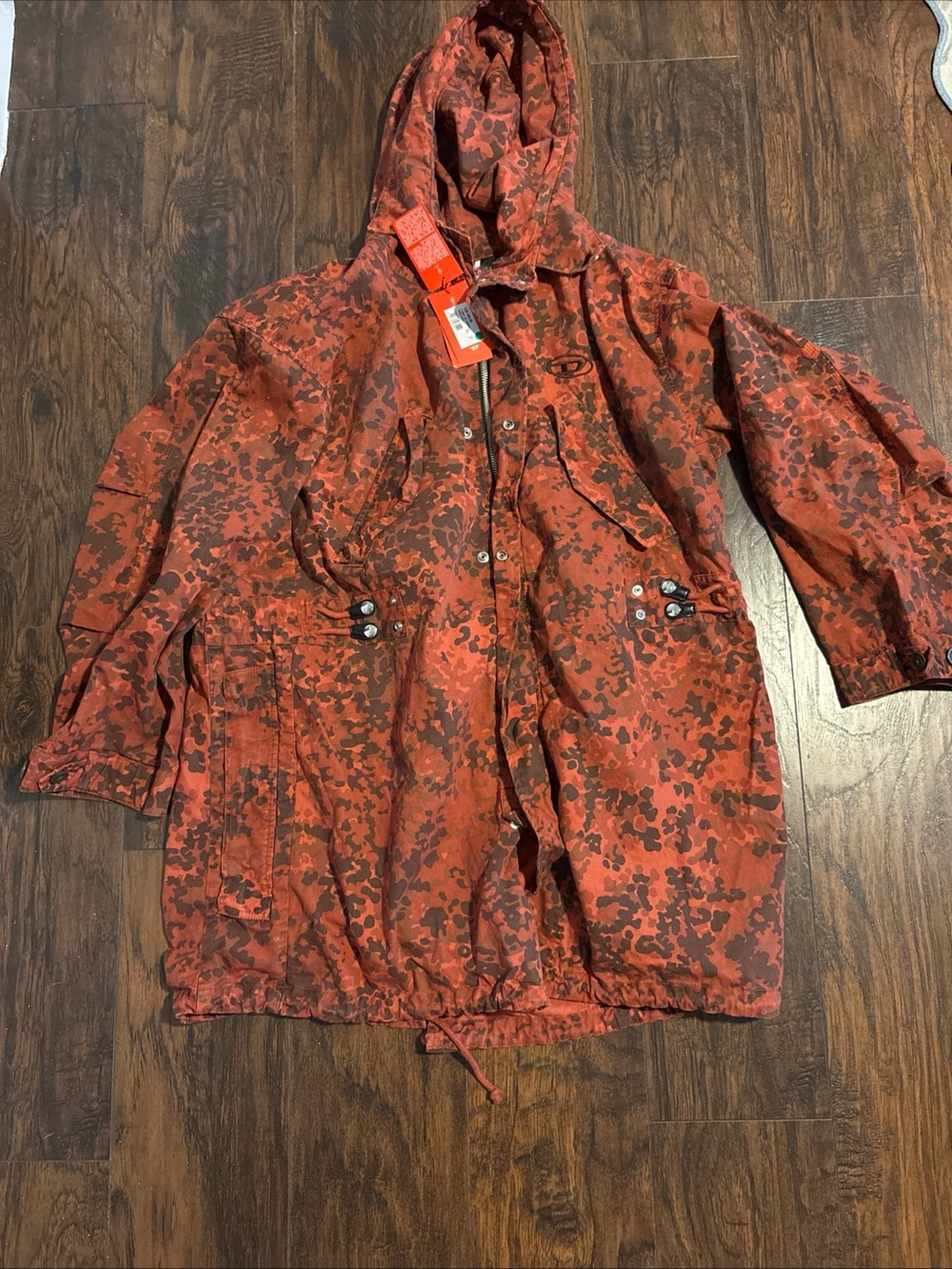 Diesel Red Camo  oversized Hooded Parka Jacket - Men